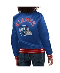 Women's Starter Royal New York Giants Full Count Satin Full-Snap Varsity Jacket