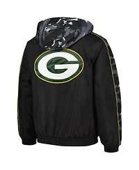 Men's Starter Black Green Bay Packers Thursday Night Gridiron Full-Zip Hoodie Jacket