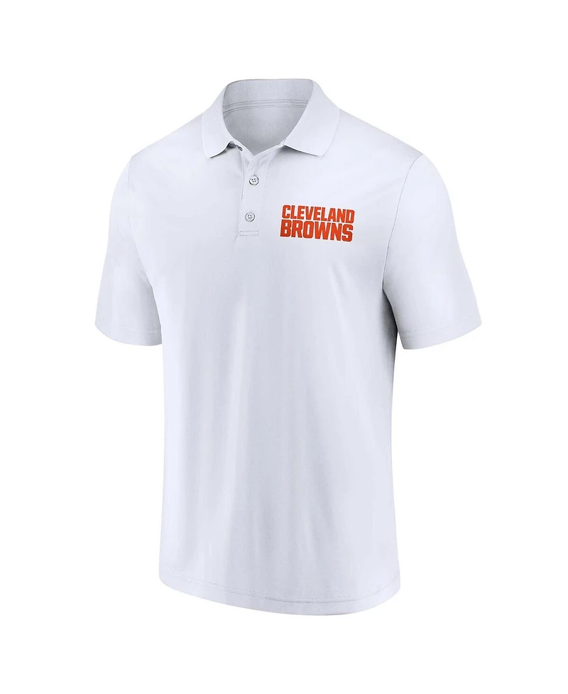 Men's Fanatics White, Brown Cleveland Browns Lockup Two-Pack Polo Shirt Set