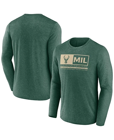 Men's Fanatics Hunter Green Milwaukee Bucks Three-Point Play T-shirt