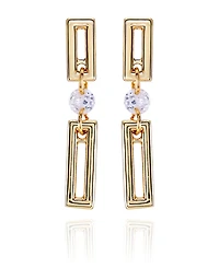 Vince Camuto Gold-Tone Clear Glass Stone Dainty Drop Earrings