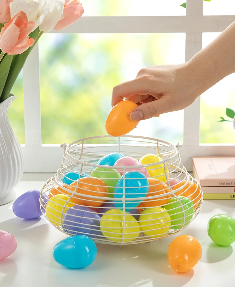 Glitzhome 90 Pack 2.25" H Easter Plastic Fillable Eggs in 6 Colors, 15 of Each