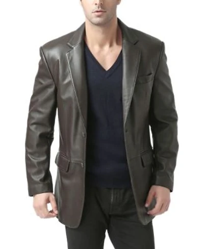 Bgsd Men Classic Two Button Leather Blazer