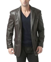 Bgsd Men Classic Two Button Leather Blazer