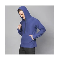 Campus Sutra Men's Electric Blue Pullover Hoodie With Contrast Drawstring