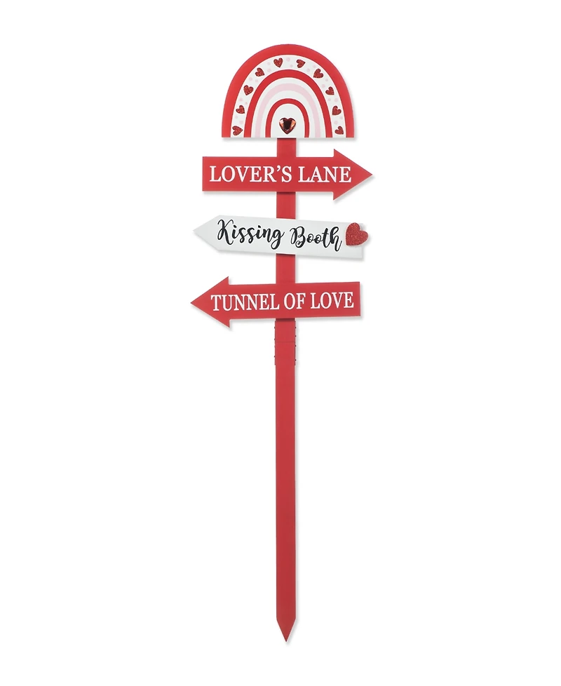 Glitzhome 41.75" H Valentine's Wooden Rainbow Word Sign Patch Yard Stake