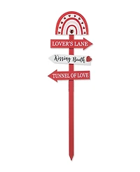 Glitzhome 41.75" H Valentine's Wooden Rainbow Word Sign Patch Yard Stake