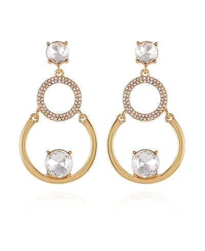 T Tahari Gold-Tone Linear Hoop Drop Earrings