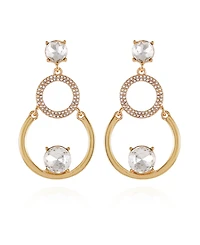 T Tahari Gold-Tone Linear Hoop Drop Earrings