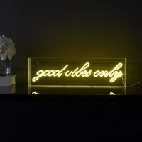 Jonathan Y Good Vibes Only Contemporary Glam Acrylic Box Usb Operated Led Neon Light