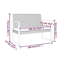 Patio Bench with Cushions Black 41.7" Poly Rattan