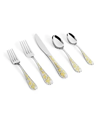 Orchid Gold-Tone 5 Piece Flatware Set