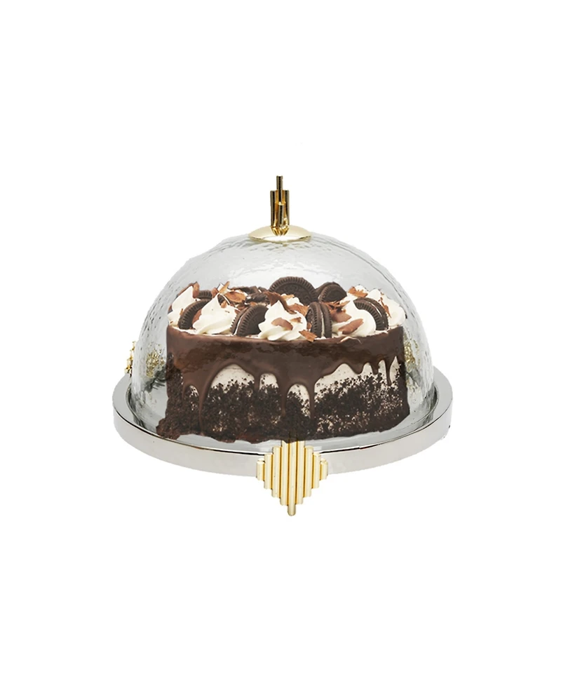 Classic Touch Cake Dome with Stainless Steel Base Symmetrical Design