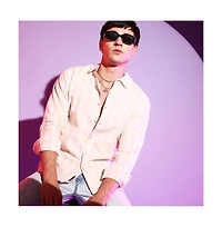 Campus Sutra Men's White And Peach Checkered Regular Fit Casual Shirt