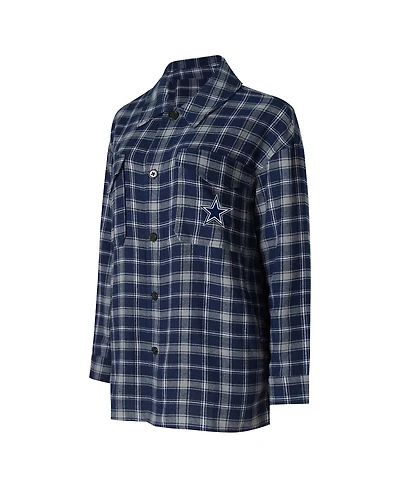 Women's Concepts Sport Navy Dallas Cowboys Arctic Boyfriend Flannel Nightshirt