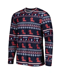 Men's Concepts Sport Navy Ole Miss Rebels Swivel Long Sleeve T-shirt and Pants Sleep Set