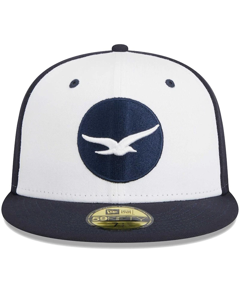 Men's New Era White Pensacola Blue Wahoos Theme Nights Pensacola Seagulls 59FIFTY Fitted Hat
