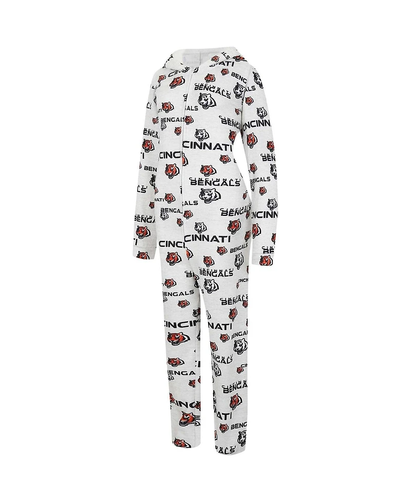 Women's Concepts Sport Cream Cincinnati Bengals Docket Hoodie Full-Zip Union Suit