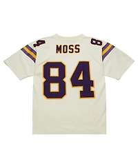 Men's Mitchell & Ness Randy Moss Cream Minnesota Vikings Chainstitch Legacy Jersey