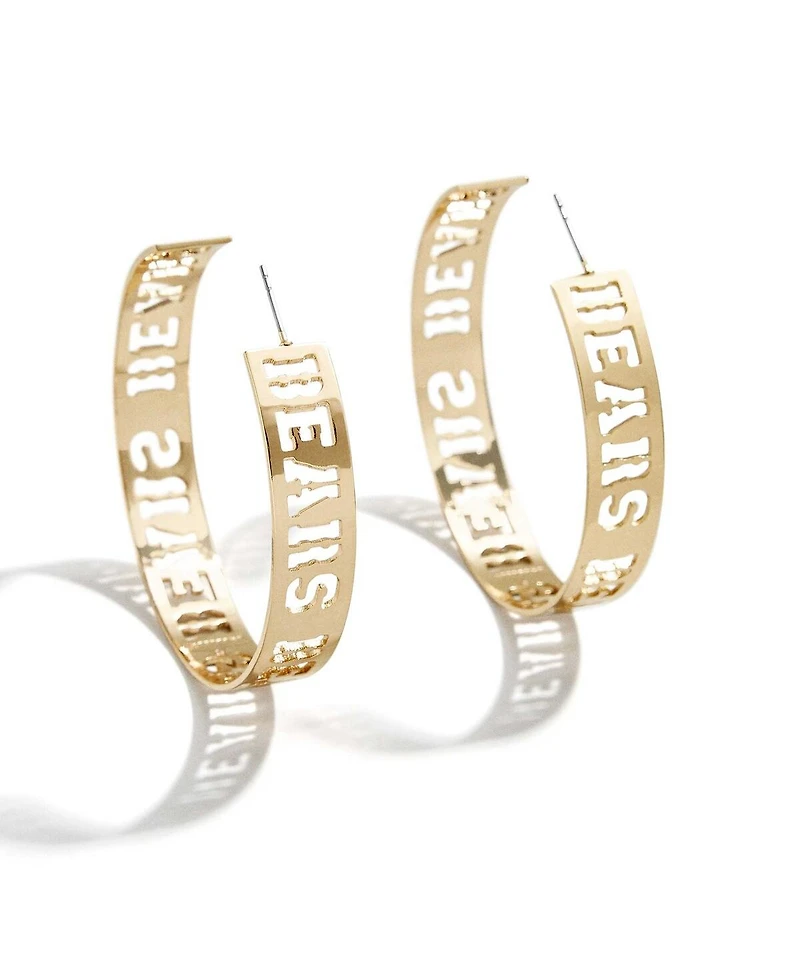 Women's Wear by Erin Andrews x Baublebar Gold-Tone Chicago Bears Large Cutout Hoop Earrings