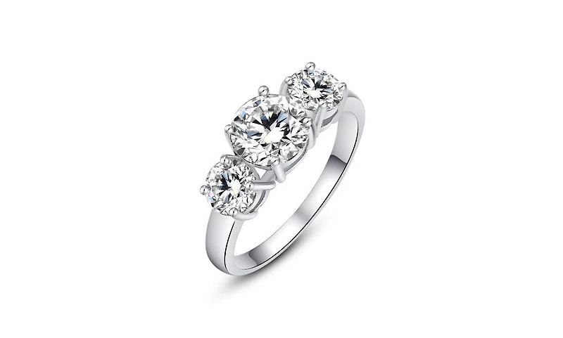 Three Stone Cubic Zirconia Ring for Women