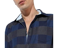 Campus Sutra Men's Denim Blue Buffalo Checked Shirt