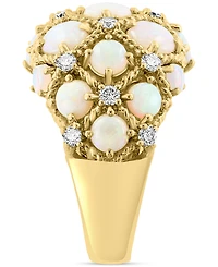 Effy Opal (5-5/8 ct. t.w.) & Diamond (1/2 ct. t.w.) Lattice Cluster Ring in 14k Gold