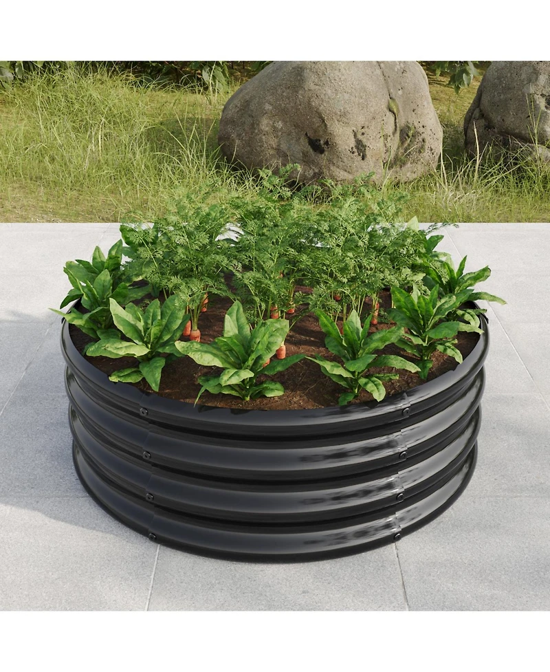 32.08"11.4" Tall Round Raised Garden Bed,Metal Raised Beds for Vegetables, Outdoor Garden Raised Planter Box, Backyard Patio Planter Raised