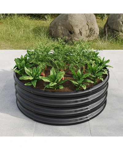 32.08"11.4" Tall Round Raised Garden Bed,Metal Raised Beds for Vegetables, Outdoor Garden Raised Planter Box, Backyard Patio Planter Raised
