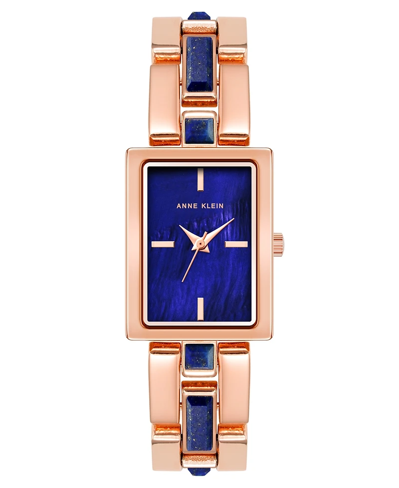 Anne Klein Women's Quartz Rose Gold-Tone Alloy and Blue Lapis Watch, 28mm