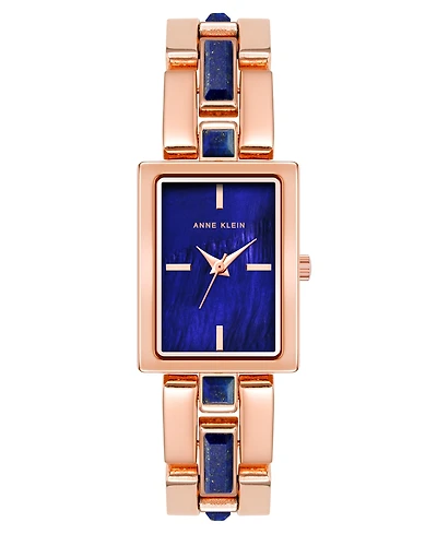 Anne Klein Women's Quartz Rose Gold-Tone Alloy and Blue Lapis Watch, 28mm