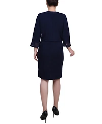 Ny Collection Women's Novelty Knit and Lace Dress, 2 Piece Set