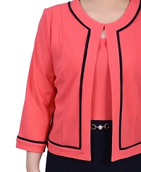 Ny Collection Women's 3/4 Sleeve Dress, 2 Piece Set