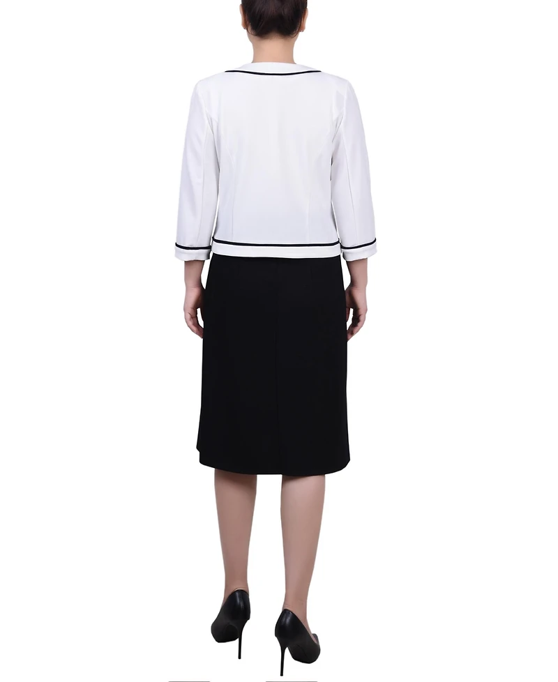 Ny Collection Women's 3/4 Sleeve Dress, 2 Piece Set