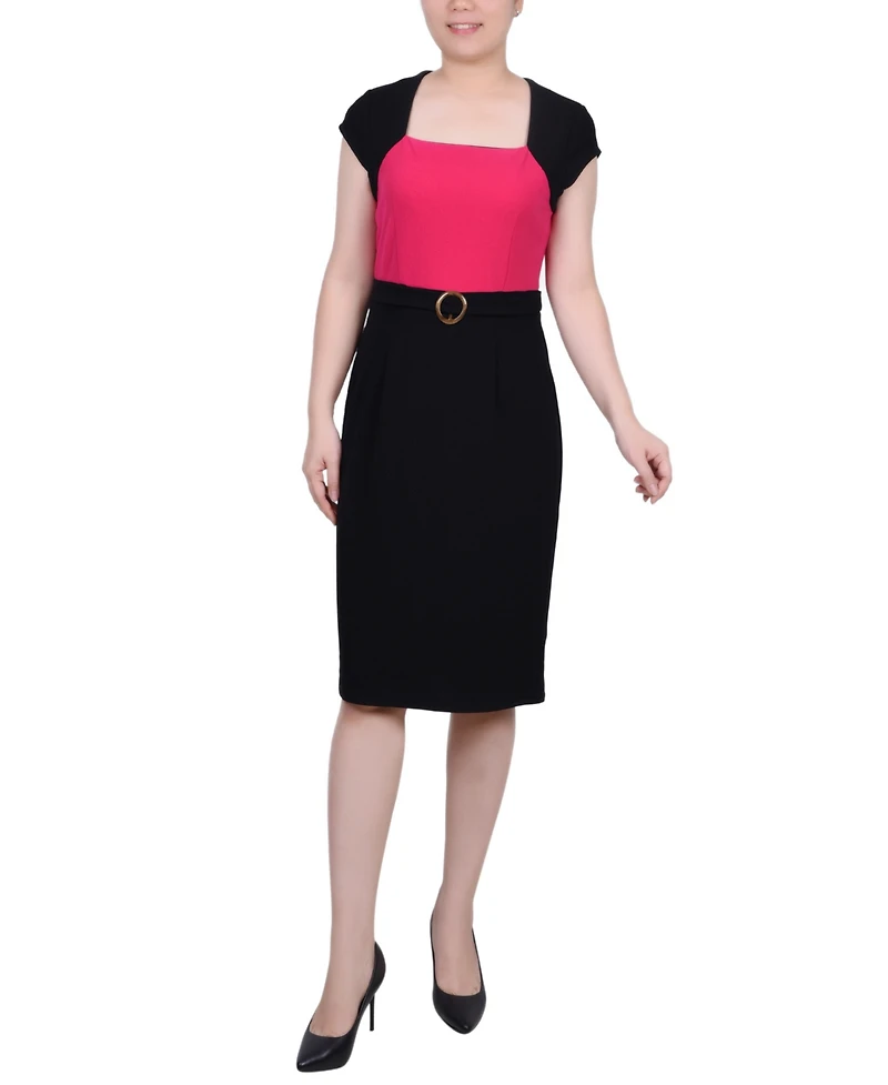 Ny Collection Women's 3/4 Sleeve Colorblocked Dress, 2 Piece Set