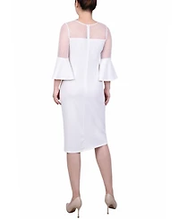 Ny Collection Women's Illusion Neck Scuba Dress
