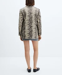 Mango Women's Snake Print Blazer