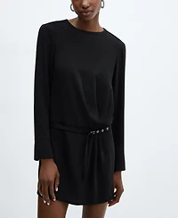 Mango Women's Belted Ruched Dress