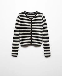 Mango Women's Jewel Buttons Striped Cardigan