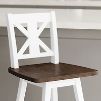 Luther Wooden Modern Farmhouse Swivel Dining Stool With Decorative Carved Back