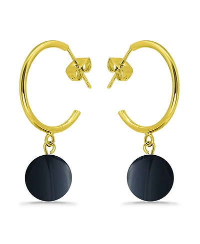 Macy's 14K Gold Plated Multi Genuine Stone Hoop Earrings