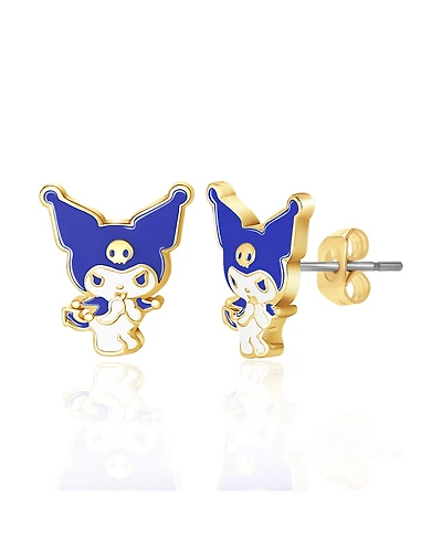 Sanrio Hello Kitty Kuromi Brass Flash Plated Enamel Stud Earrings