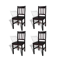 Dining Chairs 4 pcs Dark Brown Pinewood