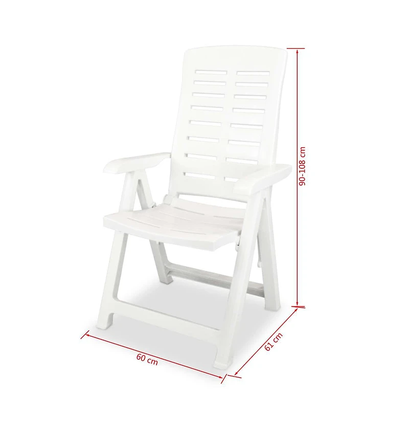 Reclining Patio Chairs 2 pcs Plastic White
