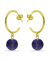 Macy's 14K Gold Plated Multi Genuine Stone Hoop Earrings