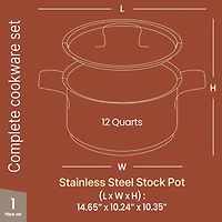 Bakken-Swiss 12-Quart Brushed Stainless Steel Stockpot with Lid – Heavy-Duty Induction Pot with Riveted Handles – Ideal for Soup, Seafoo