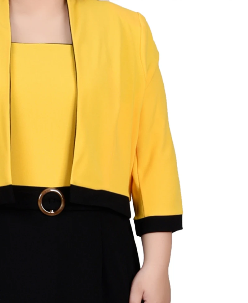 Ny Collection Plus 3/4 Sleeve Colorblocked Dress, 2 Piece Set