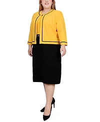 Ny Collection Plus 3/4 Sleeve Dress, 2 Piece Set