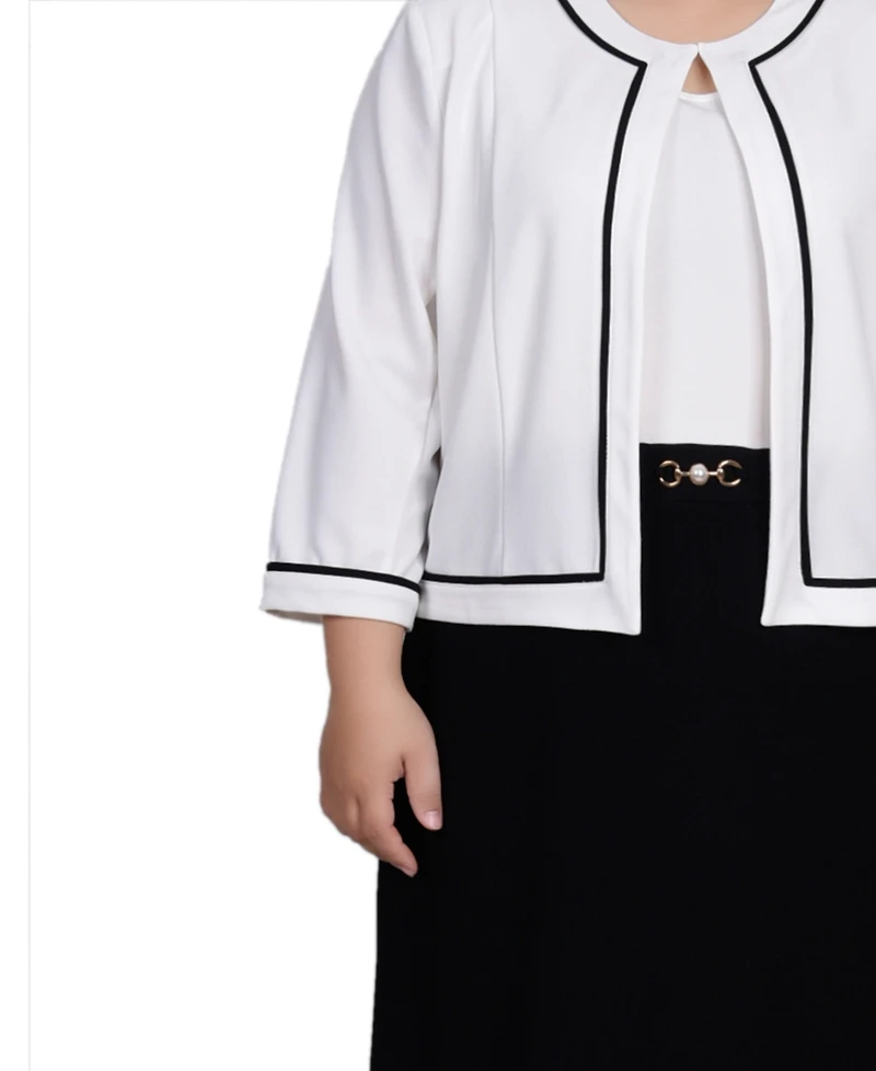 Ny Collection Plus 3/4 Sleeve Dress, 2 Piece Set