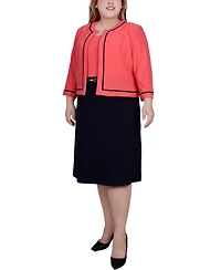 Ny Collection Plus Size 3/4 Sleeve Dress, 2 Piece Set